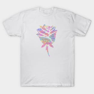 Rose Flower Silhouette Shape Text Word Cloud T-Shirt